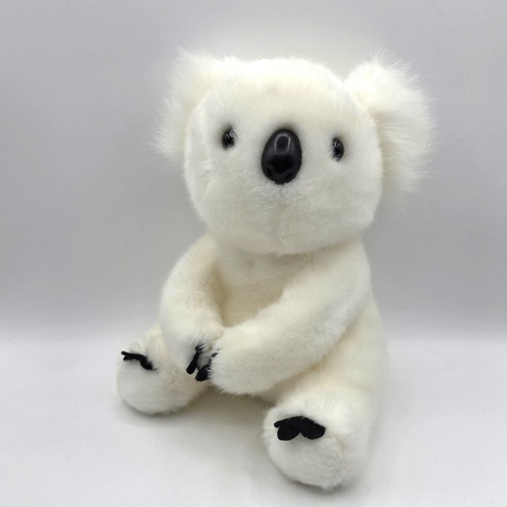 Ji Wang WHITE AND BLACK KOALA BEAR Plush Stuffed Animal Seated 11 In Unique Soft